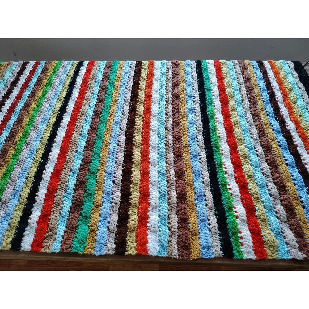 Afghan Blanket‎ Throw Hand Made Crochet Granny Square 44